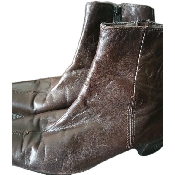 Munro American Womems 8.5 Chocolate Brown Leather Ankle Boots Comfurt Preppy - Picture 3 of 6